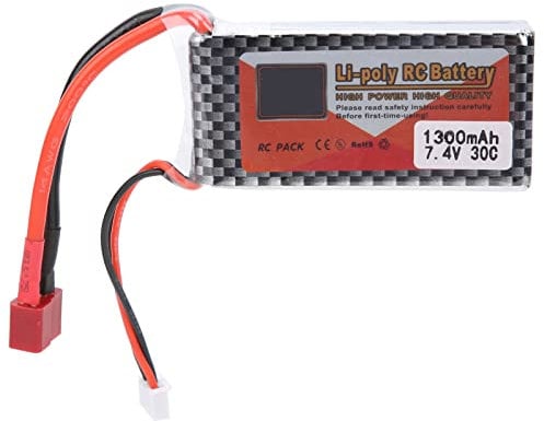 Lipo-Batterie, Wiederaufladbare Lithium-Batterie mit T-Stecker 7,4 V 1300 MAh 30C Lipo-Batterie Geeignet für Ferngesteuertes Auto-Boot-Flugzeug Zubehör Für Modellflugzeuge