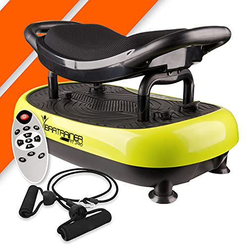 Bonplus BP | Plataforma Vibratoria de Fitness | con Asiento Profesional de Fitness | Incluye Bandas Tensoras y Mando a Distancia | Pantalla LCD | Entrena Todo el Cuerpo | Potencia 200W | Fitness