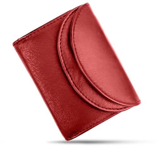 FLEXIBILITE® Kleines Portemonnaie Damen Leder – Mini Geldbörse Herren mit RFID Schutz – [Das Orginal 2026] – Kleine Geldbörse mit 2 Kartenfächern & Münzfach – Kinderportmonee Jungen Mädchen – Rot