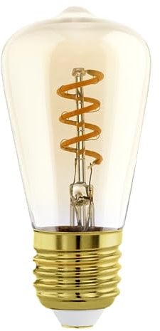 EGLO E27 Lampe dimmbar, Spiral LED Retro Glühbirne, Vintage Deko Leuchtmittel amber, 4 Watt (entspricht 15 Watt), 145 Lumen, warmweiß, 2000k, Edison Birne ST48, Ø 4,8 cm