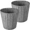 Zuvo Round Wicker Waste Paper Bin and Basket (Pack of 2) Rubbish Basket for Bedroom, Bathroom, Offices or Home (Grey)