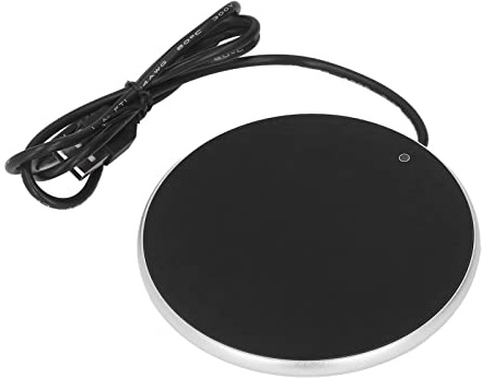 Chauffe-Tasse USB, température constante 55 °C, 10,3 cm | Réchauffeur de Tasse, Maintien 55 °C, Surface Argentée, Tasses et Verres à Fond Plat, Diamètre 10,3 Cm, Usb