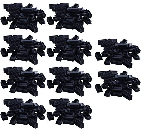Cusstally Abdeckkappen für rechteckige Abdeckrohre, Kunststoff, 25 x 50 mm, 300 Stück, Schwarz