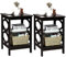 COSTWAY Nachttisch 3 Ebenen, 2er Set Beistelltisch Nachtschrank, Sofatisch Couchtisch für Schlafzimmer, Wohnzimmer 40x40x61cm (OO-förmig, Braun)