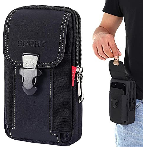JINJUMEI Gürteltasche Herren, Handytasche Gürtel, Multifunktionale Gürtel-Handytasche, Handytasche mit Karabiner, Große Smartphonetasche Gürteltasche, Taillentasche für Outdoor, Wandern
