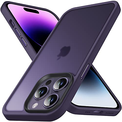 Anqrp Zero Seriesr Kompatibel mit iPhone 14 Pro Hülle, Minimalistische Transluzente Matte Schutzhülle, Military Grade Handyhülle für iPhone 14 Pro mit Flüssig Silikon 6,1 Zoll, Dunkel Violett