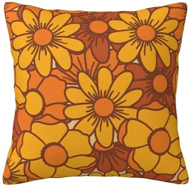 Kissenbezug, dekorativer Überwurf-Kissenbezug, weiche Kissenbezüge, 45 x 45 cm, für Schlafzimmer, Sofa, 70er-Jahre-Blumenmuster