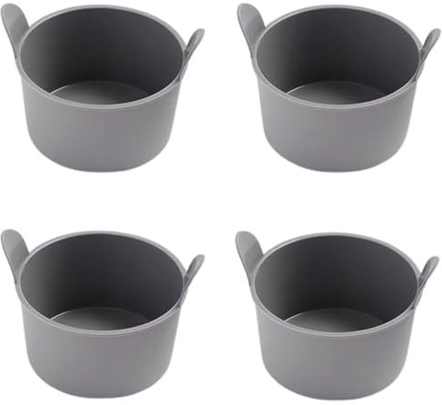 CUSROS Poached Egg Mold Silicone Air Fryer Poacher with Handle Non-stick Round Poached Egg Maker Cooker, Easy Release Egg Cups Poached Eggs Pan for COSORI/Ninja Foodi/Tower Grey 4pcs
