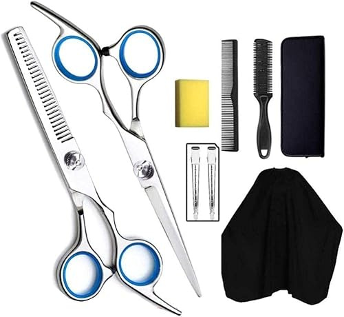 Friseurschere, Friseurschere, 9-teilig, Haarschere, professionelles Friseurscheren-Set, Haarschneideschere, Haarbürste, Haarspange, Fellpflegekamm für Friseursalon