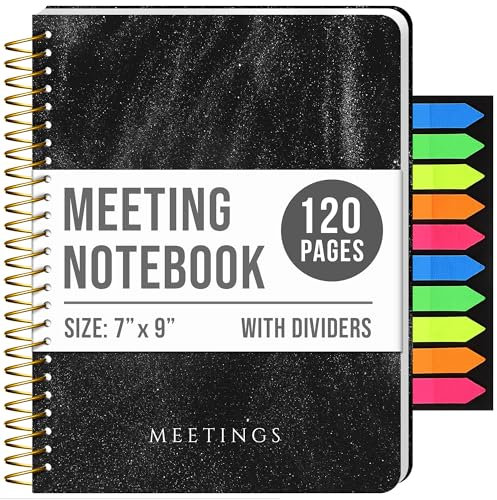 Versatile Meeting Notebook for Work with Removable Dividers, Work Planner notebook with Action Items, Premium Quality Notebooks for Office/Business with Back Pocket, Meeting Notebook for Work Gift