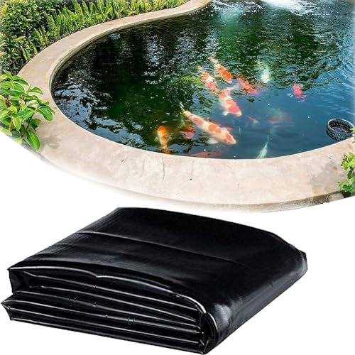 MISKYN Teichfolie,Gartenteich Teichplane,Große Fischteichfolie,Schwarze Folie Garten,Teichfolie 3X3m,Baufolie Extra Stark,Für Fischteiche,Brunnen,Wassergarten Und Wasserfall,9 * 10m