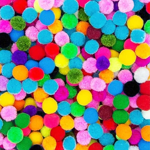 Delsen 2000 Stücke Mini Pompons zum Basteln, Kleine Bommeln, 10mm Filzkugeln Bunt,Pompoms zum Basteln für Dekorieren Verzieren Nähen DIY, Pompons Bunt Bälle