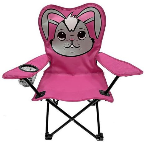 Linder Exclusiv LEX Kinder-Anglersessel Campingstuhl Campingsessel mit Getränkehalter (Hase (pink/rosa))