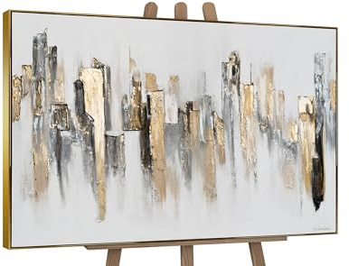 YS-Art Luxus Acrylbild Stadt Rhythmen handgemaltes abstrakte Skyline Bild