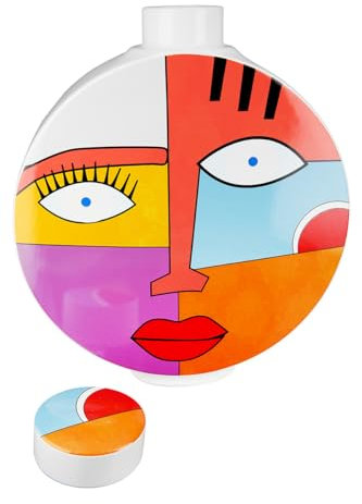 GILDE Deko Vase mit Gesicht Motiv - Deckelvase Gesichtsvase aus Keramik - Dekoration Wohnzimmer Geschenk Geburtstagsgeschenk - Mehrfarbig Höhe 29,5 cm