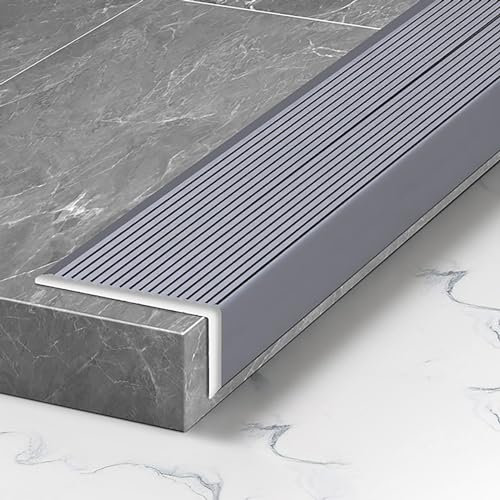 Treppenwinkel Treppenkantenprofil 135cm*2 Treppenkante Aluminiumlegierung Winkel 40x20mm Für Laminat Parkett Treppen Stufenkantenprofil(Gray)