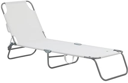 Totò Piccinni Lettino PORTORICO Prendisole Pieghevole Leggero qualità Top in Textilene 4 posizioni (Bianco)