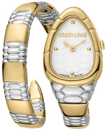 Roberto Cavalli by Franck Muller Damen Analog Quarz Uhr mit Edelstahl Armband RV1L184M0061