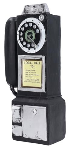 Retro Telefon, Vintage, Wandmontage, Drehbar, Klassisches Zifferblatt, Dekoration für Zuhause, Café & Hotel (Schwarz)