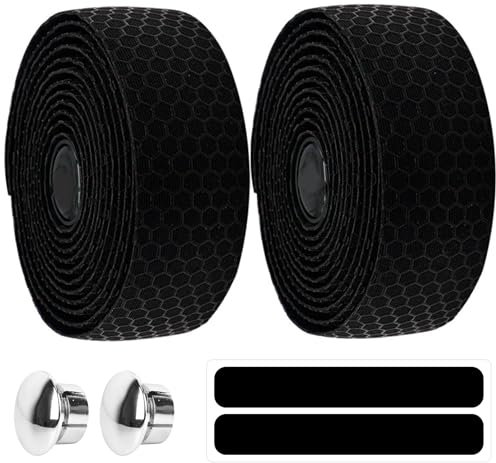 WHENZOO Bicycle Handlebar Tape, Road Bike Handle Tape, Anti-Slip, Breathable, 2150 mm x 30 mm x 3 mm, Black