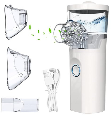 Inhalationsgerät für Erwachsene und Kinder, USB-C Wiederaufladbar Tragbarer Mini Inhalator Vernebler, Einfach zu Bedienen und zu Reinigen, Effiziente Zerstäubung für Heim, Reisegebrauch