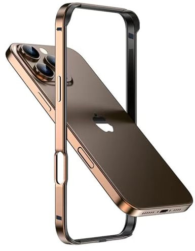 LINPING Aluminium-Metall-Stoßrahmen-Hartschale für iPhone 16 pro, schlanke Panzerung mit weicher Innenseite, erhöhtem Kantenschutz (Wüstentitan, for 6.3'iPhone 16 pro)