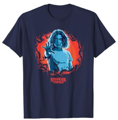 Stranger Things T-Shirt Eleven Reach Out - Blau, S, Kurzarm, Klassisch, Herren, Stranger Things Fans, Männer