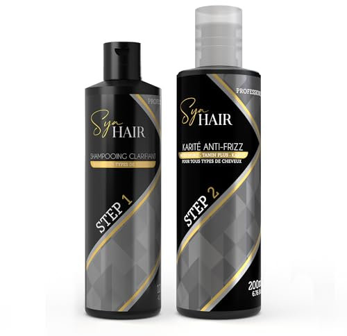 Sya Hair Kit Lissage Karité Shampoing Clarifiant 120 ml x 200 ml - Soin Capillaire Naturel pour Tous Types de Cheveux