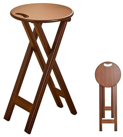 Klapphocker Holz Barhocker Klappbar 43cm 60cm Hoch Bambus Küchenhocker Klappbar Rund Thekenhocker Holz Mit Fußstütze Gartenhocker Klappbar Mit Eingebautem Griff Klappstuhl Sparen Sie Platz(Seat height
