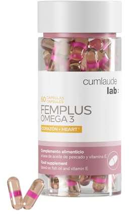 Cumlaude Lab - FemPlus Omega 3, Food Supplement Based on Fish Oil and Vitamin E, Helps Normal Heart Function and Protects from Oxidative Stress - 60 Capsules
