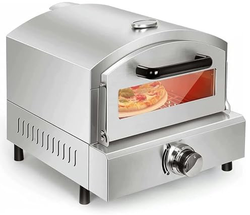 Stainless Steel Gas Pizza Oven with Temperature Pointer Table - Commercial Grade Even Heating Oven for Hotel, Restaurant and Home Baked Pizzas