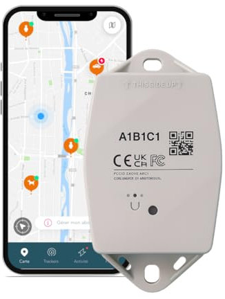 Traceur GPS Maxi Blanc - Voiture et Moto - Autonomie 5 Ans - Suivi Discret sans Recharge - Abonnement requis Via App - Idéal pour Véhicules, Remorques, Bateaux, Chantiers