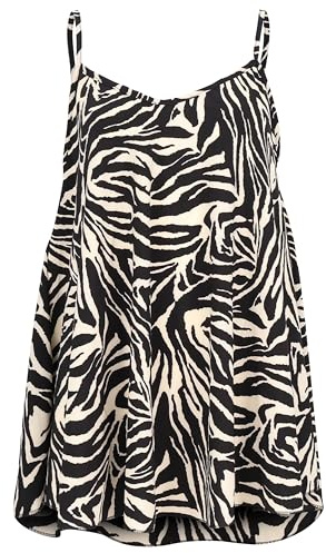 Damen Spaghettiträger Shirt Animal Print - weit geschnittes ärmelloses Top - weich & figurumspielend - Oversize Tanktop Blusenshirt 2312 (S-XXL)