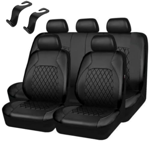 3 pièces Housse de siège de Voiture Universelle en PU,y Compris Les sièges Avant et arrière,la Housse de siège Avant de Voiture et la Housse avec airbags latéraux,Accessoires d’intérieur de Voiture