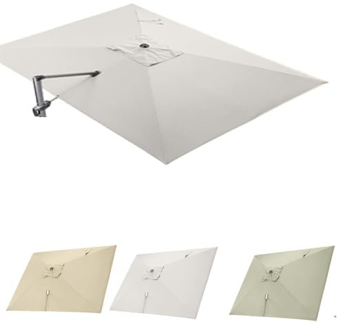 Parasol de terrasse, Parasol déporté rectangulaire de 3 m x 4 m, toile de rechange à 8 baleines, grand parasol de jardin, housse anti-UV(Beige,3x4m(10' x 13') Single top)
