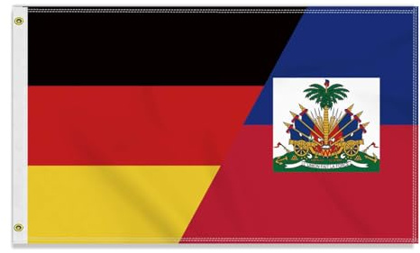 Große 90×150 CM Haiti Deutschland Flagge, großes 150D Deutsch HHaitianisch Freundschafts banner,Strapazierfähige Deutschlandfahne Doube-Seitendruck Dekor Messingösen large Haiti