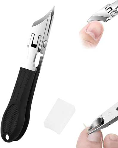 Schräge Nagelknipser Fußnägel, Präziser Fußnagelknipser für dicke Nägel | Breiter Nagelknipser aus Edelstahl mit Schrägschneide, Rutschfester Griff, Anti-Spritz Design - Schwarz