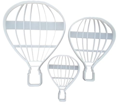 Hot Air Balloon Basket Shape Cookie Cutter Dough Biscuit Pastry Fondant Sharp Stencil Beach Vehicle (Set of 3)