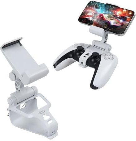 DiyGody Supporto per controller PS5 per cellulare, supporto regolabile, supporto da gioco mobile con morsetto per Playstation 5, clip da gioco mobile, bianco