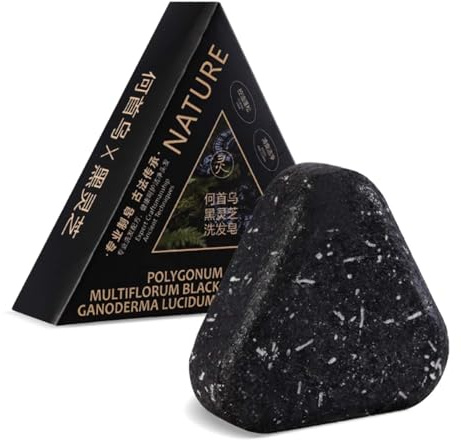 Triangle Shampoo Bar, Schwarzes Ganoderma Fünf Schwarzes Shampoo Seife Soap, Pflanzliches Festes Shampoo, Sanfte Reinigung und Nährende Pflege für Frauen und Männer, Beruhigt und Stärkt das Haar