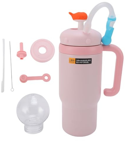 Fafeims Wasserflasche, 710 Ml, Isolierter Reisebecher aus Edelstahl mit Wal-Brunnendeckel und Griff, Kühle Flasche für den Außenbereich (PINK)