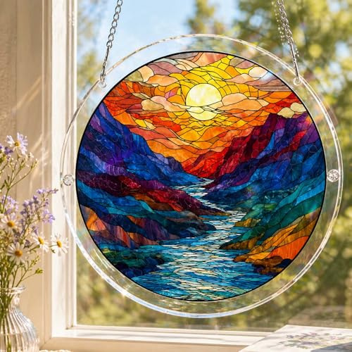 2026 Acrylic Puzzles Stained Glass,83-Piece Acrylic Jigsaw Puzzles,Stained Glass Jigsaw Puzzle for Home Decor Gift for Women, Mom, Friends (Blue-B,8in)