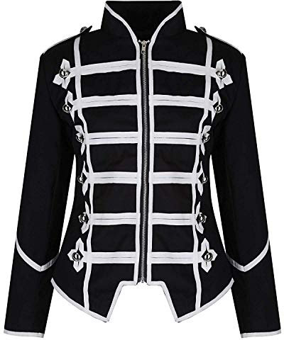 Ro Rox Veste Femme Militaire Emo Punk Batteur - Noir Argent (FR 40)