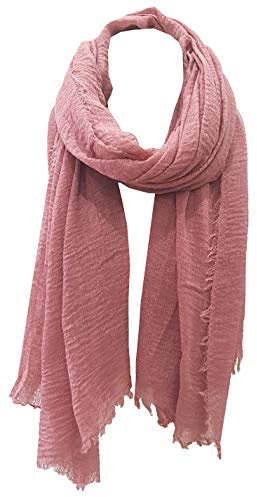 World of Shawls Ladies Distressed Crinkle Scarf Maxi Wrap Large Warm Soft (Dusky Pink)