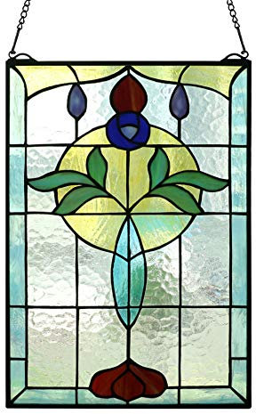 Happy Living Time Fensterpaneel im Tiffany-Stil, Buntglas, Dekorativ, 50,8 x 35,6 cm, Mehrfarbig, Wohnzimmer
