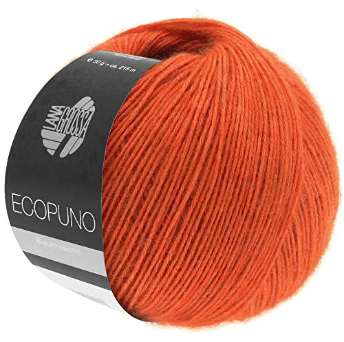 LANA GROSSA Ecopuno | Edle Netzgarnstruktur aus Baumwolle gefüllt mit Merino/Alpaka | Handstrickgarn aus 17% Schurwolle & 11% Alpaka Wolle | 50g Wolle zum Stricken & Häkeln | 215m Garn FB 34