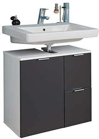 trendteam smart living - Waschbeckenunterschrank Unterschrank - Badezimmer - Concept One - Aufbaumaß (BxHxT) 60 x 64 x 34 cm - Farbe Weiß mit Grau - 185030303
