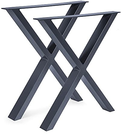 Magnetic Mobel Set de 2 Pieds de Table Pied de Meuble Métal revêtu par Poudre 'X' Conception (Anthracite, L64 x H72 cm)