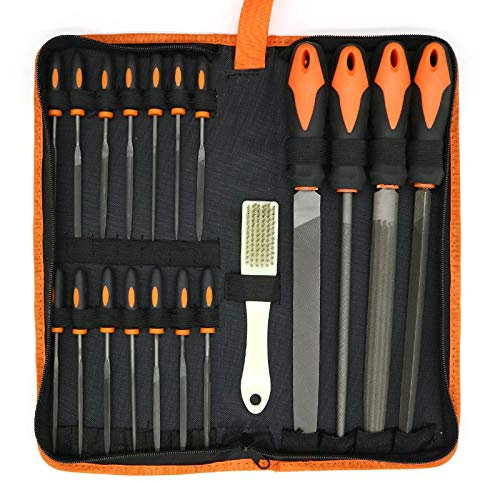 Lime Metalli, 19 Pcs Set Lime Metallo, Lime ad Ago, Lima Semitonda, Limes Triangolare, Adatto Per Falegnameria e Officina Stampa 3D, Fai Da Te Manuale, Lime Acciaio ad Alto Tenore Carbonio(Arancione)