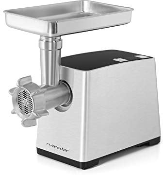 riviera&bar, Robot Hachoir Multifonction 2500W Inox avec 2 Vitesses, Accessoires Inclus (3 Grilles, 4 Disques, Kit Saucisses et Kebbés), Compatible Lave-Vaisselle, Sécurité Moteur, PRH650